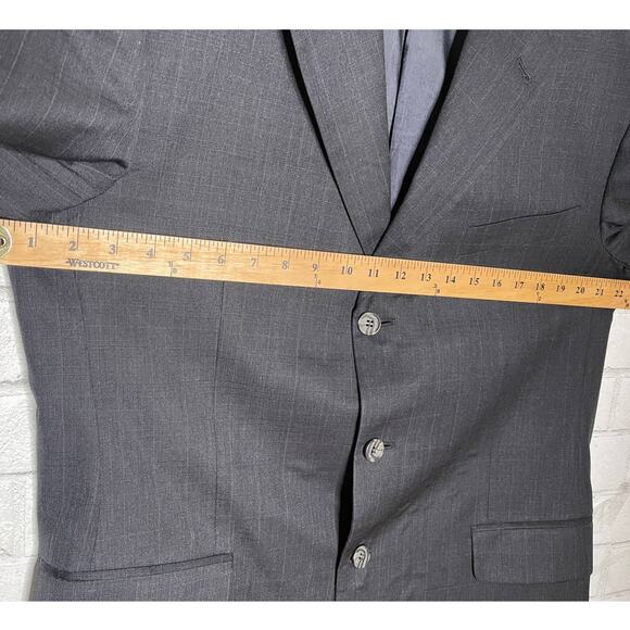 Joseph Abboud Mens 42R Gray 3 Button Blazer 100% WOOL Suit Jacket Sharkskin - Picture 8 of 11